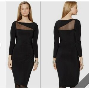 Lauren‎ Ralph Lauren Women LongSleeve Midi Dress 10 Bodycon Party Cocktail Mesh